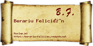 Berariu Felicián névjegykártya